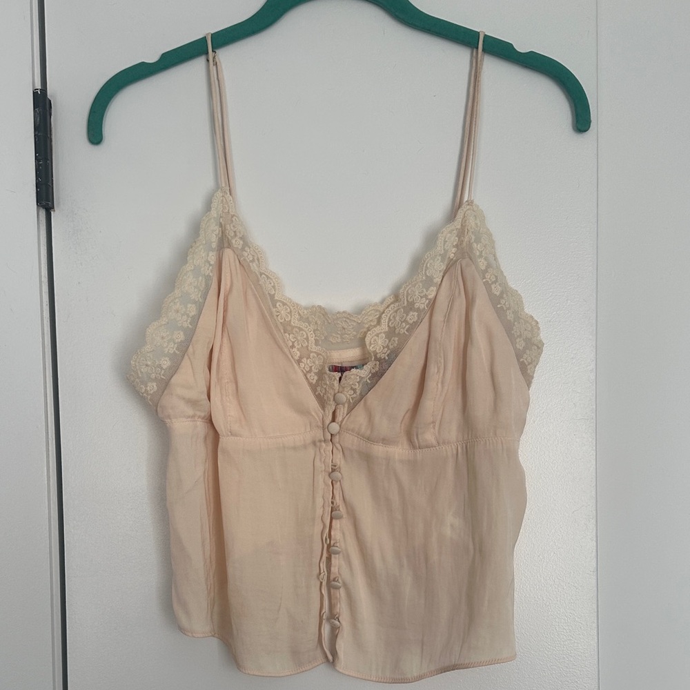 Urban Outfitters Lace Trim Satin Top